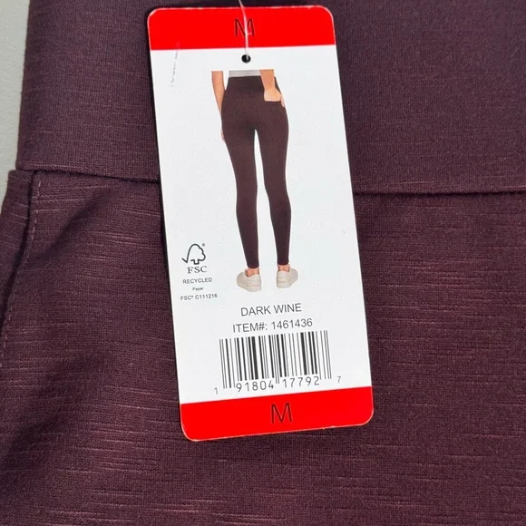 Matty M High Rise Ponte Leggings Dark Wine Burgundy Women’s Medium NWT - Picture 2 of 6
